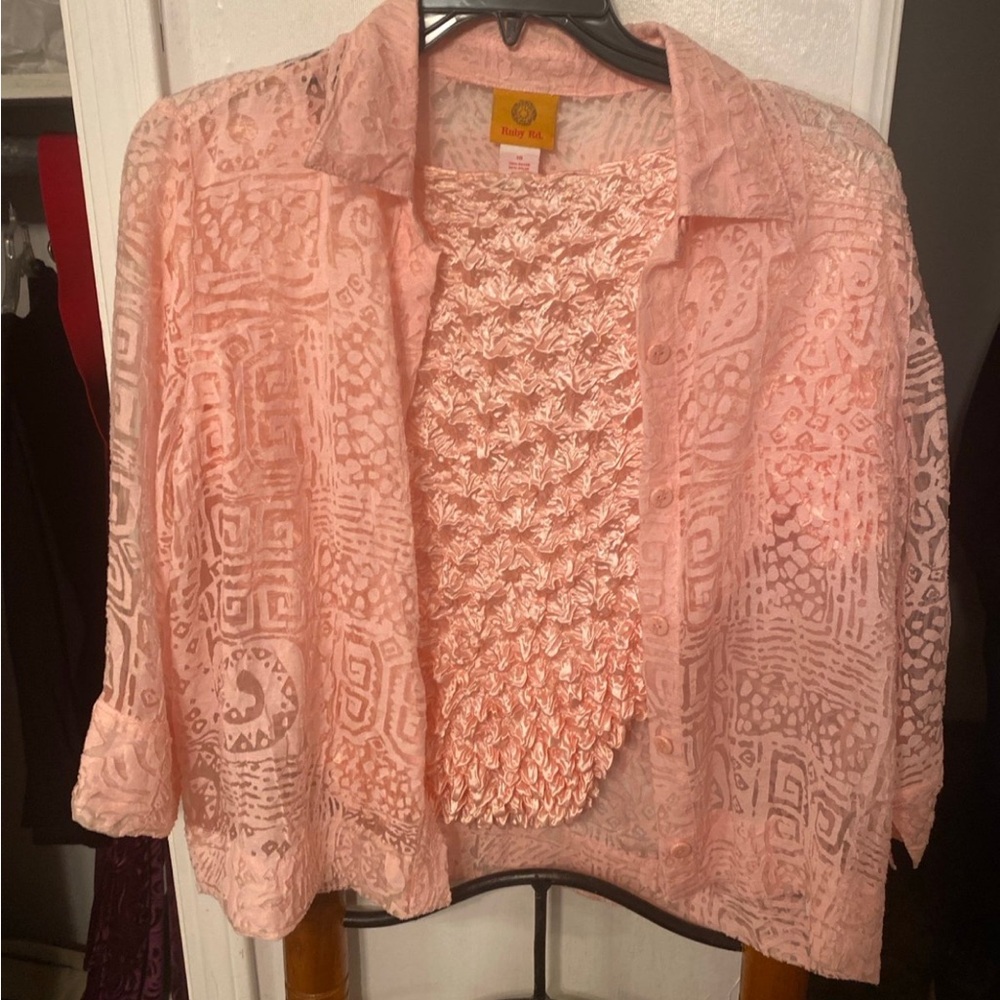 Ruby Rd. Light Pink Textured Blouse